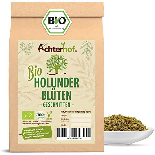 Bio Holunderbl&uuml;ten 100g | getrocknet und geschnitten in h&ouml;chster Bio-Qualit&auml;t | f&uuml;r schmackhafte Tees, Speisen & Co. | vom Achterhof